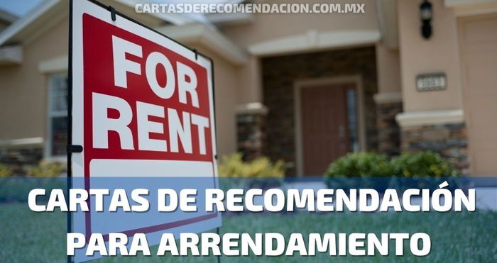 Texto escrito Cartas de recomendación para arrendamiento, Imagen de un cartel de for rent, se renta de fondo la entrada de una casa.