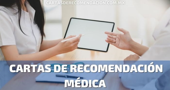 Texto escrito Cartas de Recomendación Médica . Imagen de dos doctoras evaluando en un tablet. 