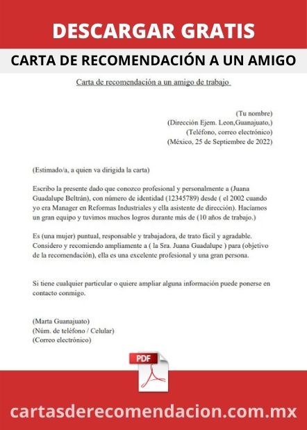 DESCARGAR CARTA DE RECOMENDACION A UN AMIGO PDF