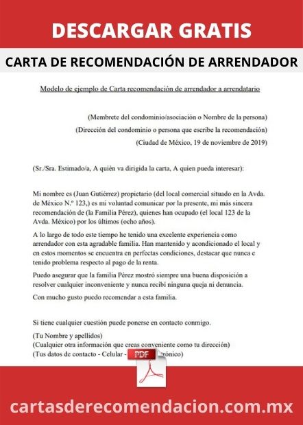 DESCARGAR CARTA DE RECOMENDACION DE ARRENDADOR PDF