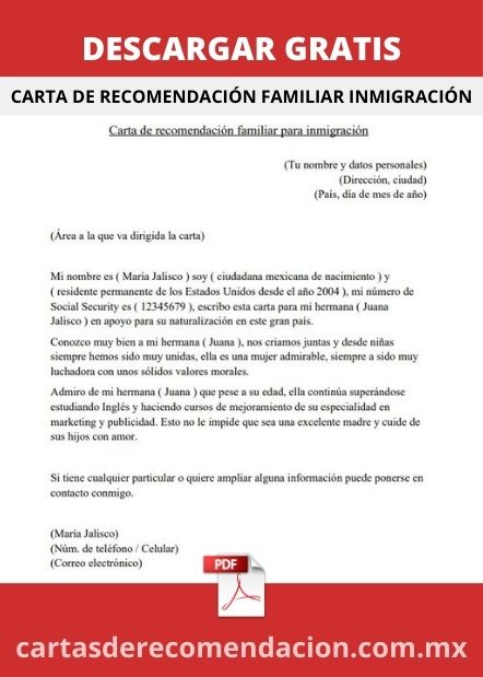 DESCARGAR CARTA DE RECOMENDACION FAMILIAR INMIGRACION PDF
