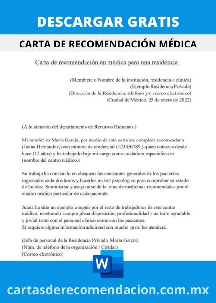DESCARGAR CARTA DE RECOMENDACION MEDICA WORD