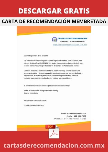 DESCARGAR CARTA DE RECOMENDACION MEMBRETADA LABORAL PDF