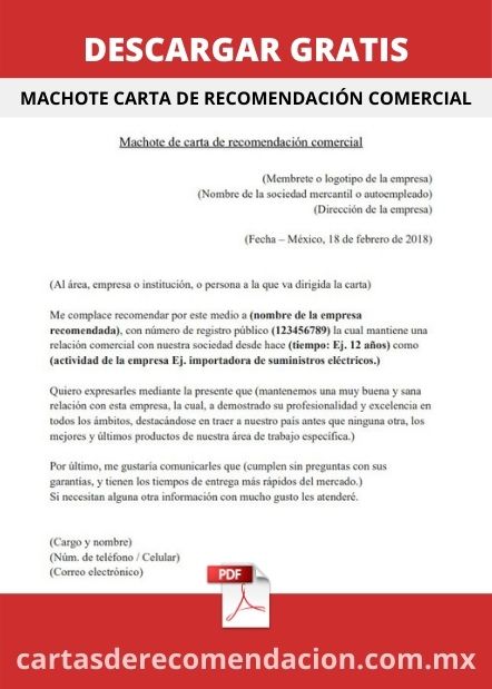 DESCARGAR MACHOTE DE CARTA DE RECOMENDACION COMERCIAL PDF
