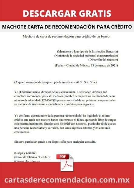 DESCARGAR MACHOTE DE CARTA DE RECOMENDACION PARA CREDITO PDF